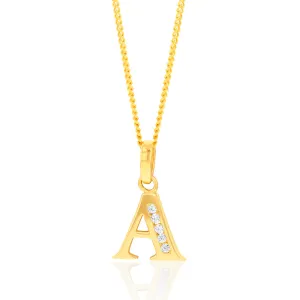 9ct Yellow Gold Initial A Zirconia Pendant Shiels