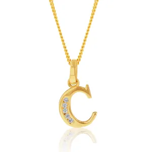 9ct Yellow Gold Initial C Zirconia Pendant Shiels