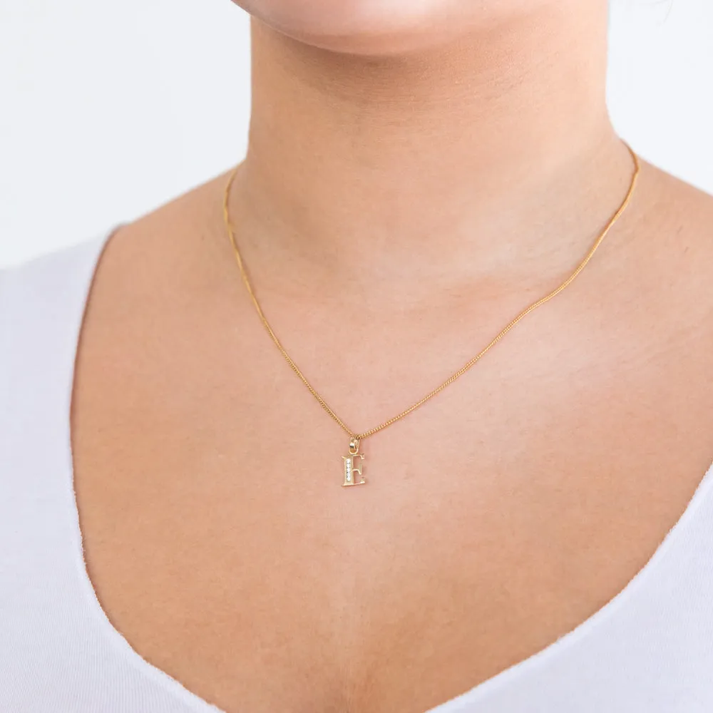 9ct Yellow Gold Initial E Zirconia Pendant Shiels