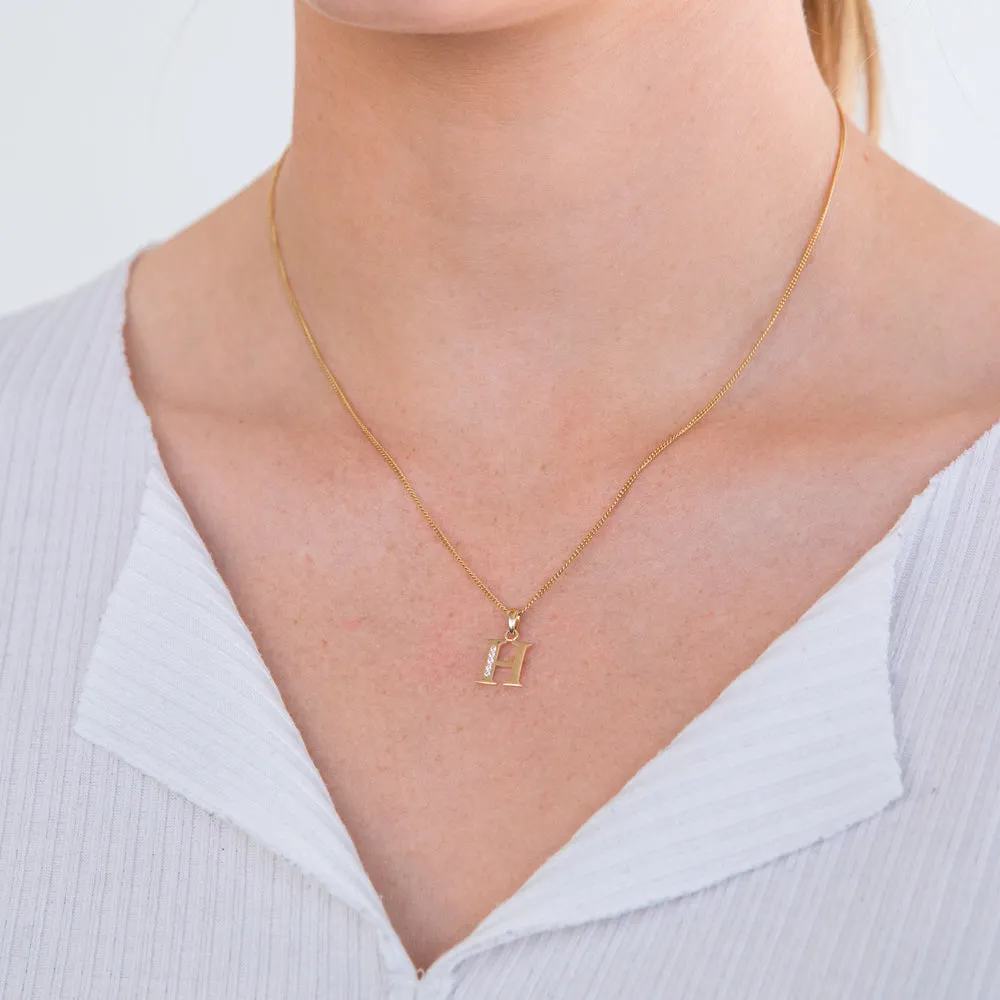 9ct Yellow Gold Initial H Zirconia Pendant Shiels