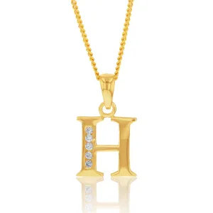 9ct Yellow Gold Initial H Zirconia Pendant Shiels
