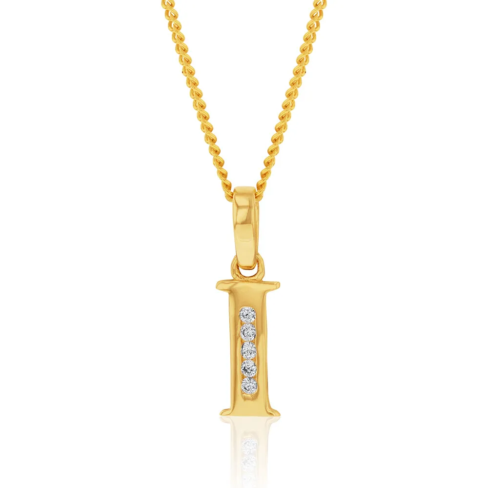 9ct Yellow Gold Initial I Zirconia Pendant Shiels