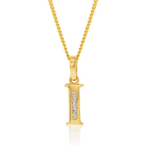 9ct Yellow Gold Initial I Zirconia Pendant Shiels