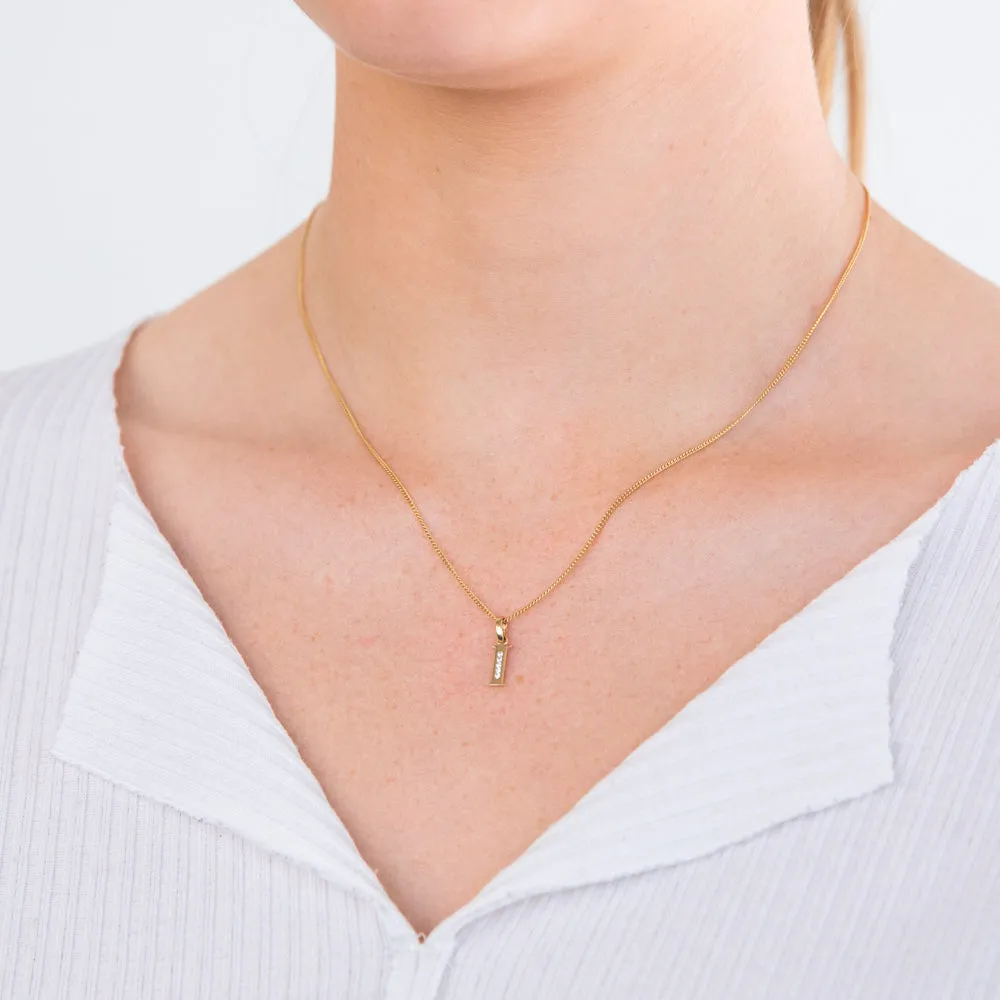 9ct Yellow Gold Initial I Zirconia Pendant Shiels