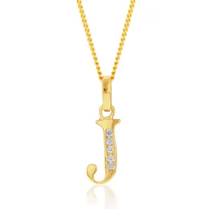 9ct Yellow Gold Initial J Zirconia Pendant Shiels