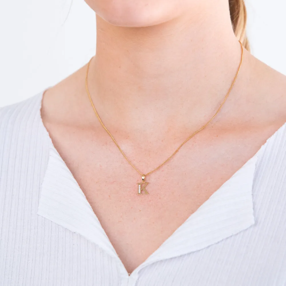 9ct Yellow Gold Initial K Zirconia Pendant Shiels
