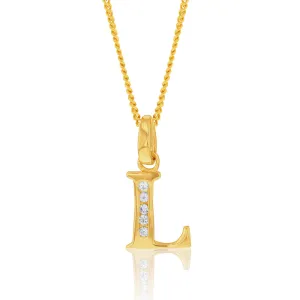 9ct Yellow Gold Initial L Zirconia Pendant Shiels