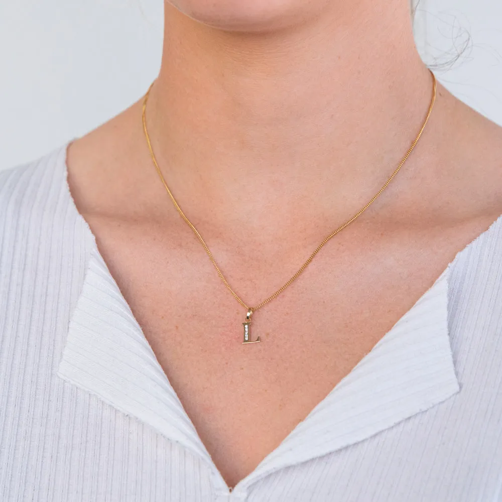 9ct Yellow Gold Initial L Zirconia Pendant Shiels