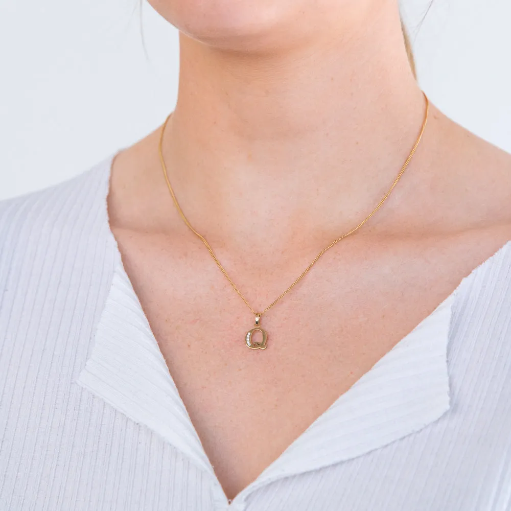 9ct Yellow Gold Initial Q Zirconia Pendant Shiels
