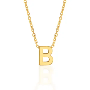 9ct Yellow Gold Initial "B" Pendant on 43cm Chain Shiels
