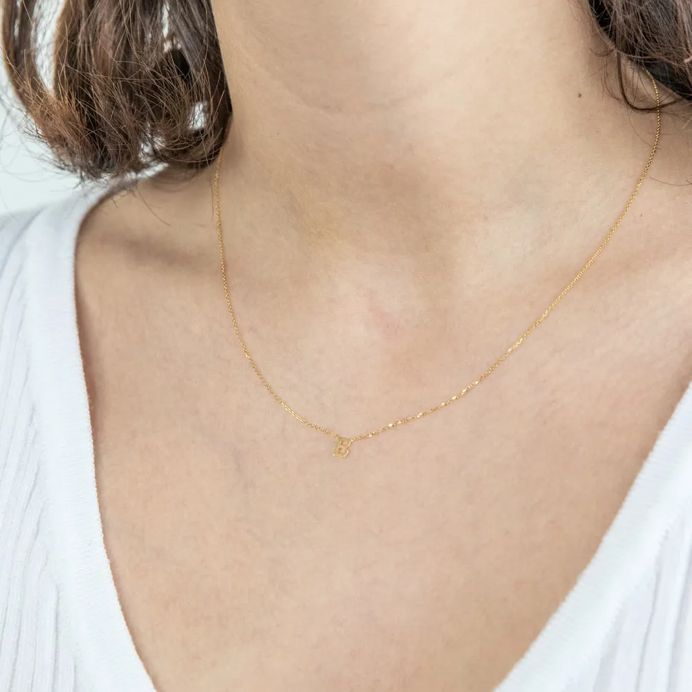 9ct Yellow Gold Initial "B" Pendant on 43cm Chain Shiels