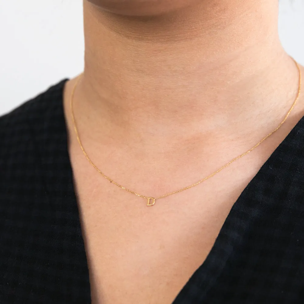 9ct Yellow Gold Initial "D" Pendant on 43cm Chain Shiels
