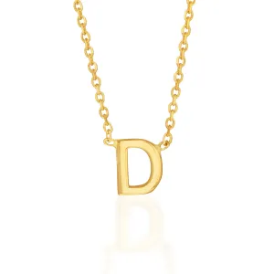 9ct Yellow Gold Initial "D" Pendant on 43cm Chain Shiels