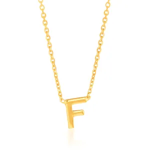 9ct Yellow Gold Initial "F" Pendant On 43cm Chain Shiels