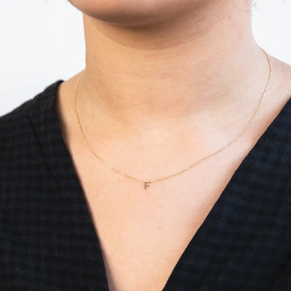 9ct Yellow Gold Initial "F" Pendant On 43cm Chain Shiels