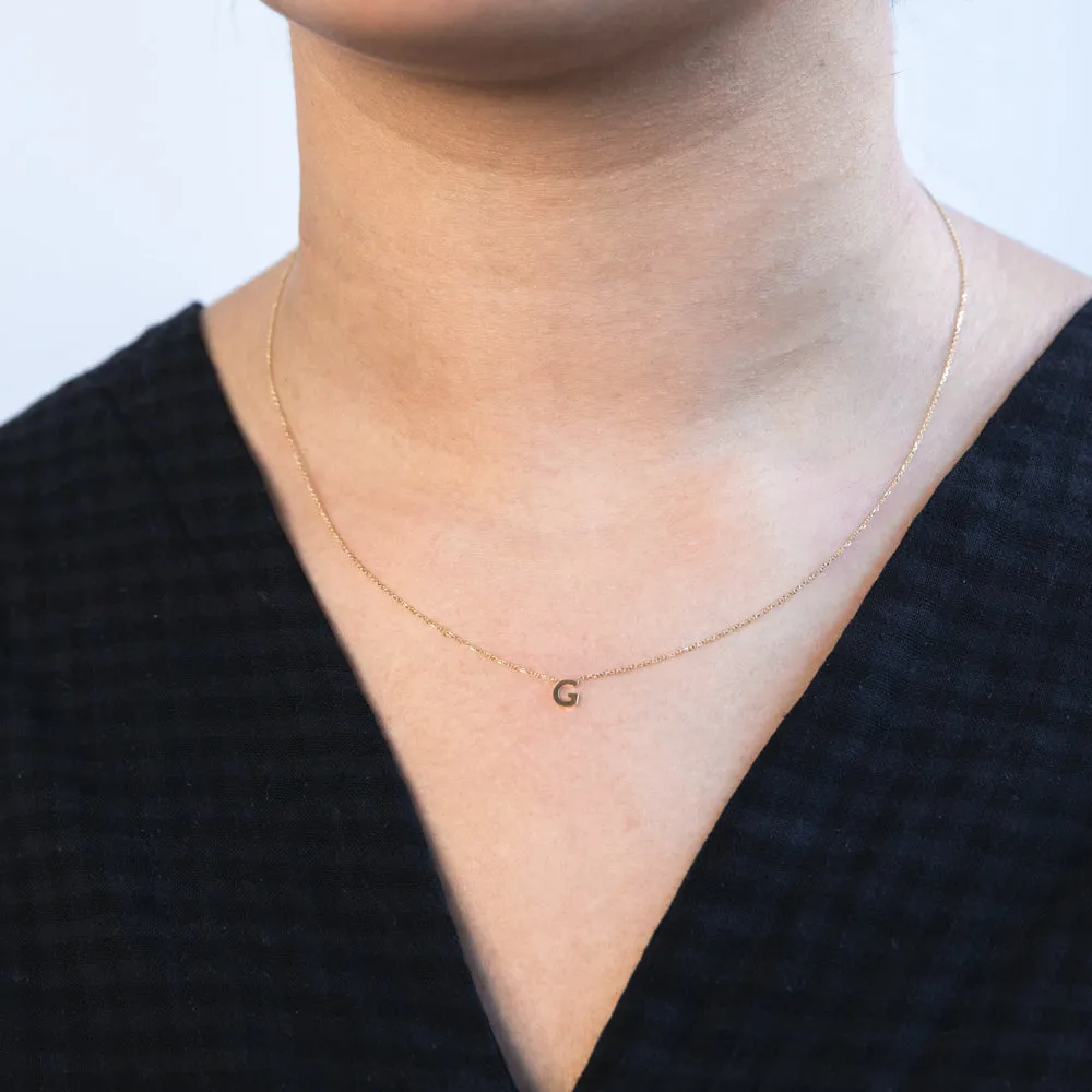 9ct Yellow Gold Initial "G" Pendant on 43cm Chain Shiels