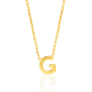 9ct Yellow Gold Initial "G" Pendant on 43cm Chain Shiels