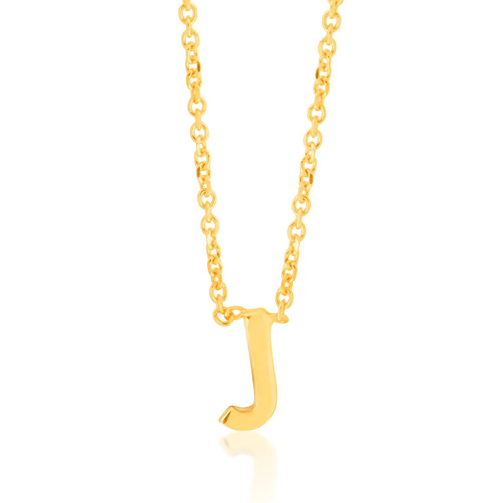 9ct Yellow Gold Initial "J" Pendant on 43cm Chain Shiels