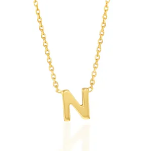 9ct Yellow Gold Initial "N" Pendant On 43cm Chain Shiels