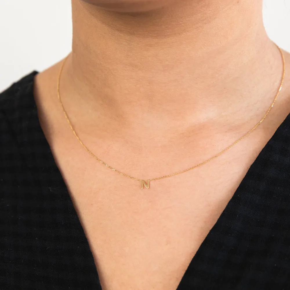 9ct Yellow Gold Initial "N" Pendant On 43cm Chain Shiels