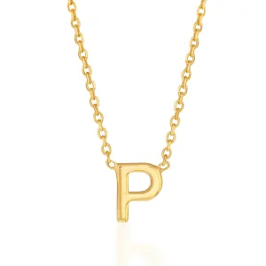 9ct Yellow Gold Initial "P" Pendant On 43cm Chain Shiels