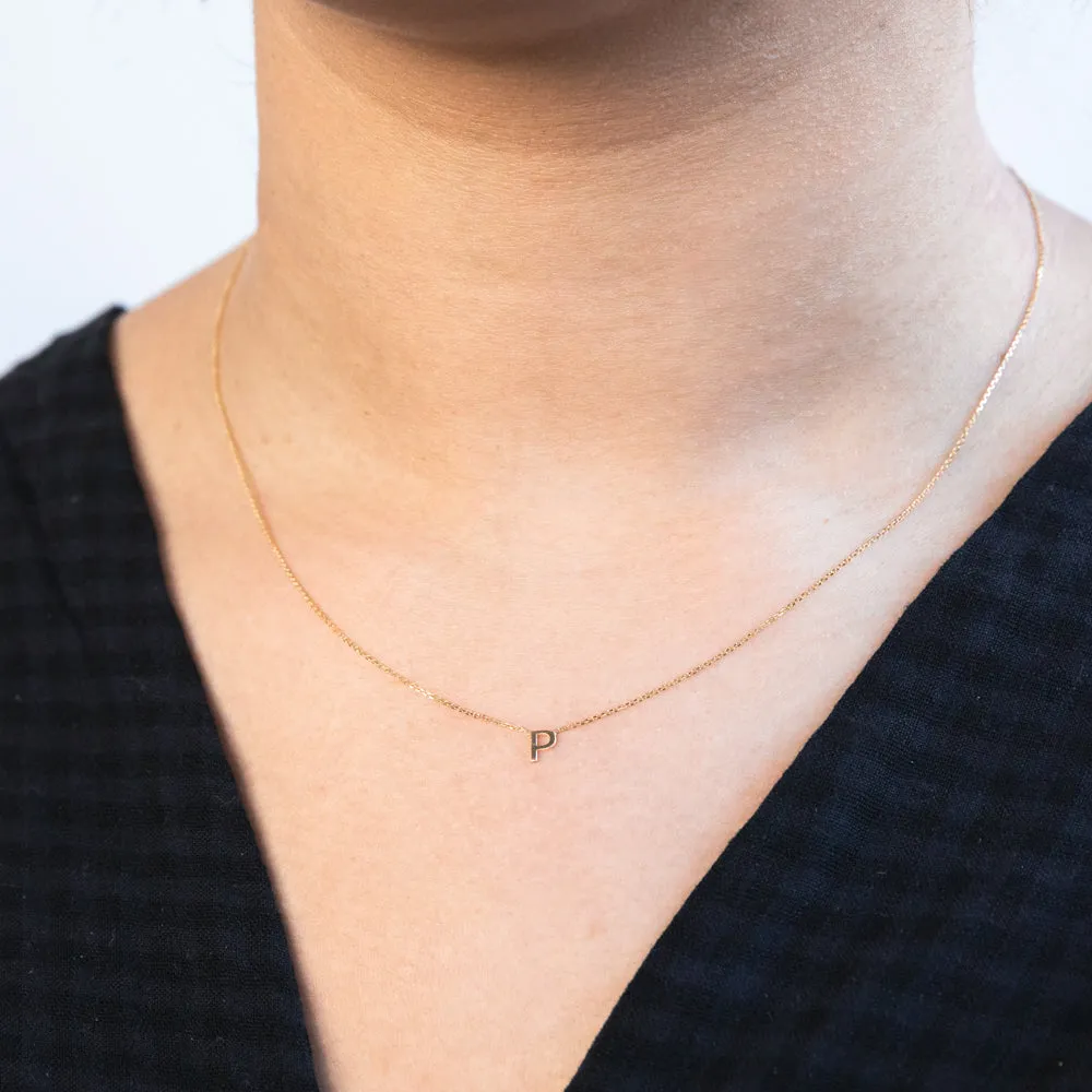 9ct Yellow Gold Initial "P" Pendant On 43cm Chain Shiels