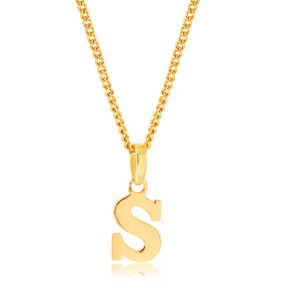 9ct Yellow Gold Initial "S" Pendant Shiels