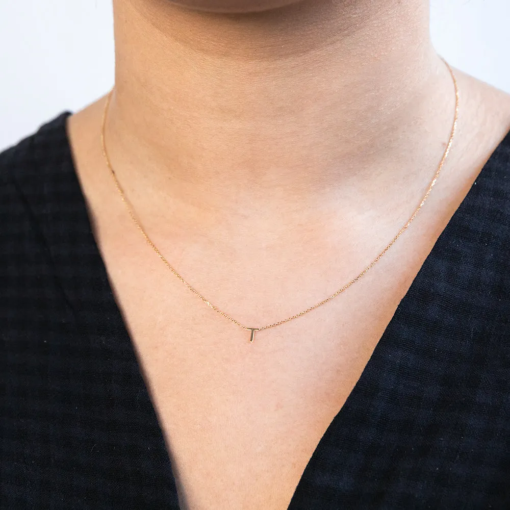9ct Yellow Gold Initial "T" Pendant On 43cm Chain Shiels