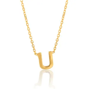 9ct Yellow Gold  Initial "U" Pendant On 43cm Chain Shiels