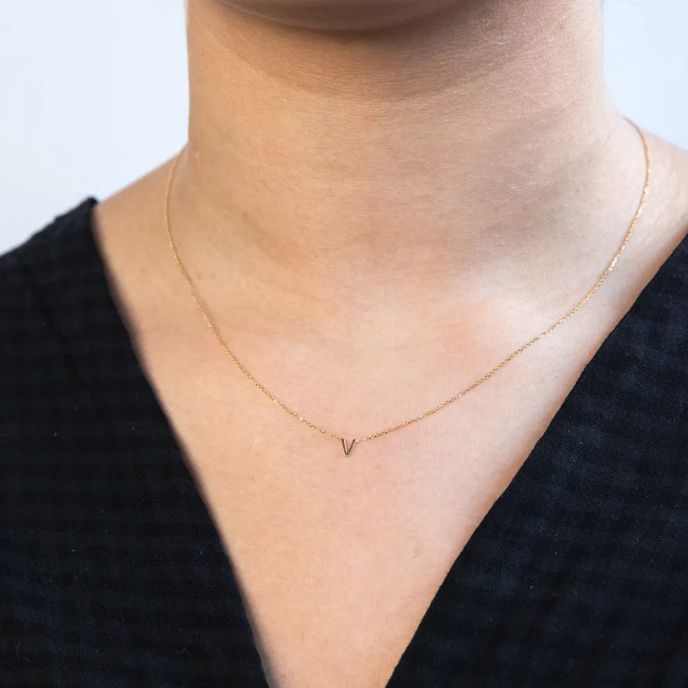 9ct Yellow Gold Initial "V" Pendant on 43cm Chain Shiels