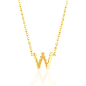 9ct Yellow Gold Initial "W" Pendant on 43cm Chain Shiels