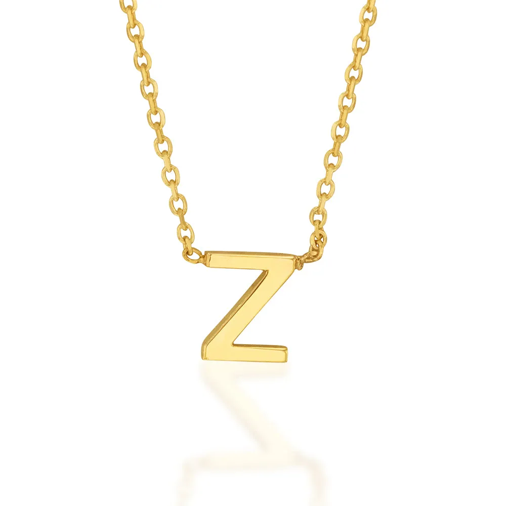 9ct Yellow Gold Initial "Z" Pendant On 43cm Chain Shiels