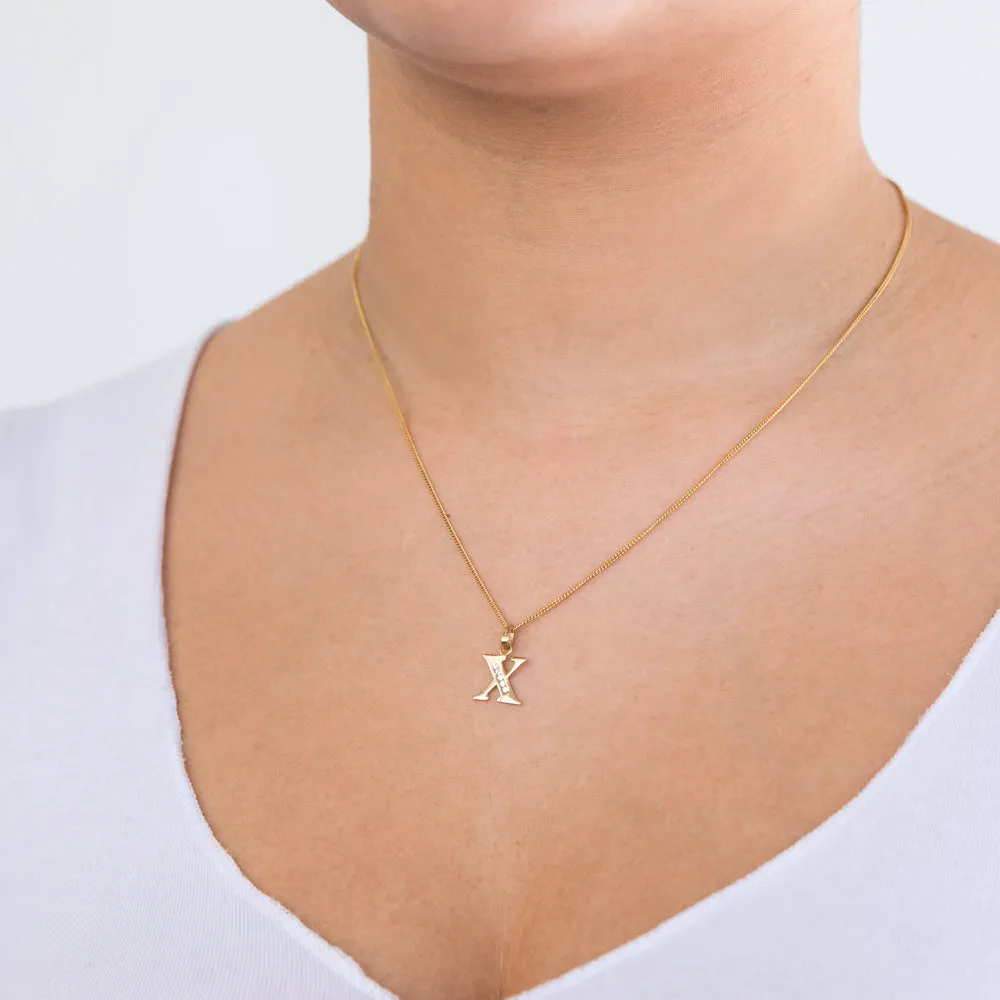 9ct Yellow Gold Initial X Zirconia Pendant Shiels