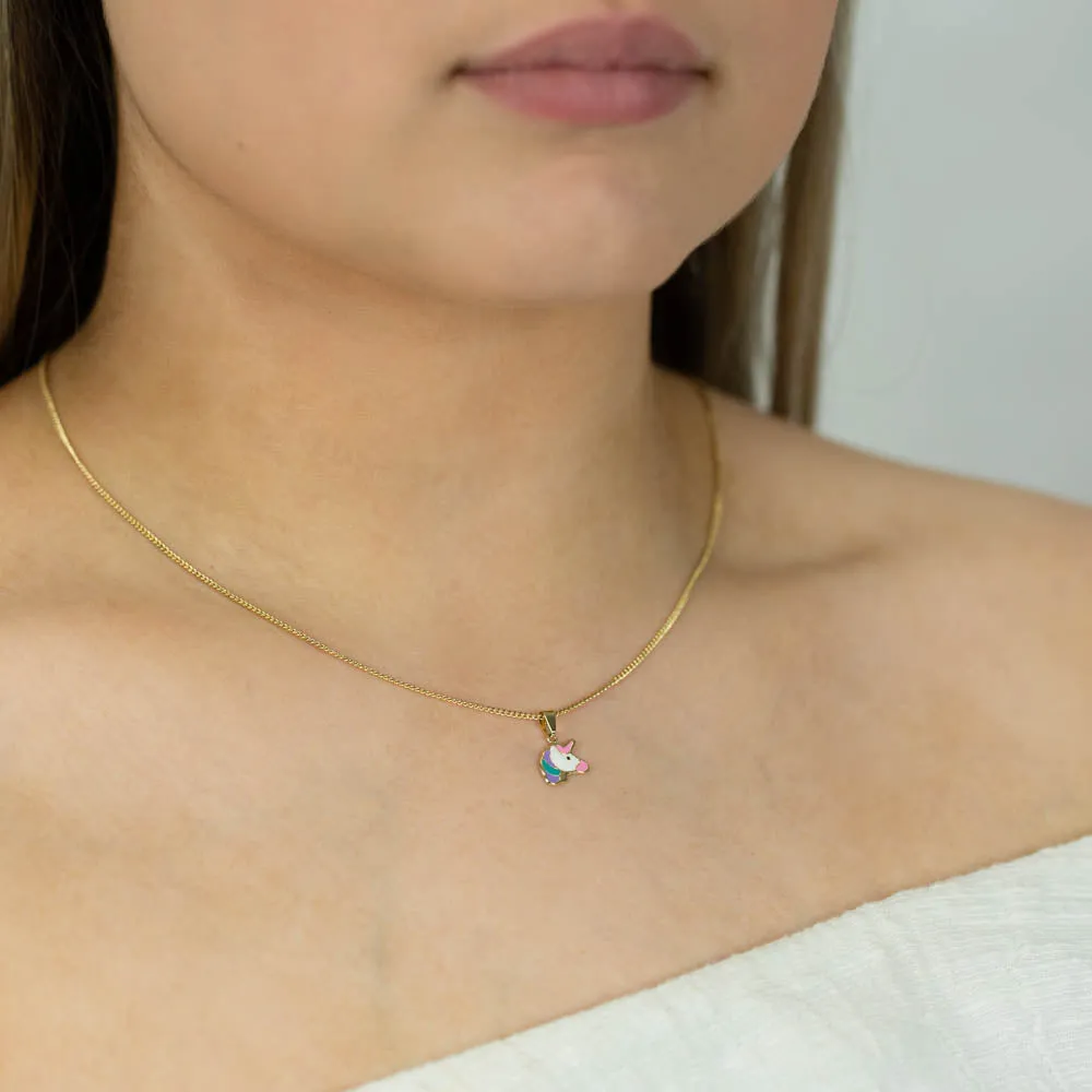 9ct Yellow Gold Lacquerized Unicorn Pendant Shiels