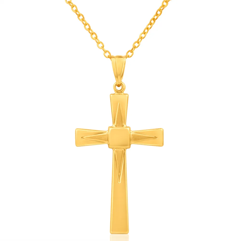 9ct Yellow Gold Large Fancy Cross Pendant Shiels