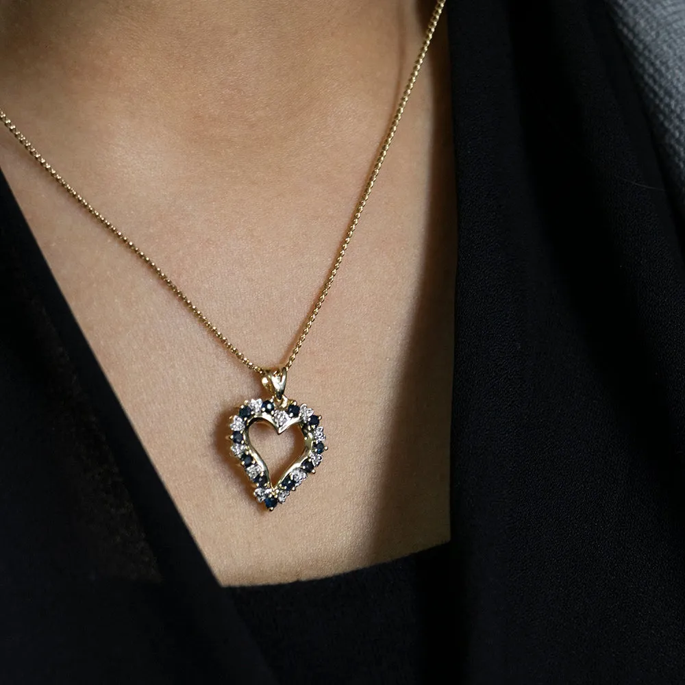 9ct Yellow Gold Natural Sapphire and Diamond Pendant Shiels