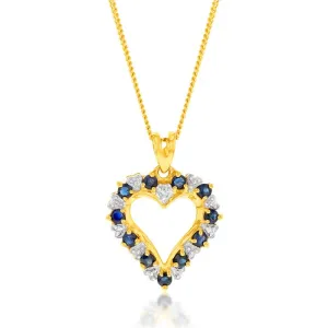 9ct Yellow Gold Natural Sapphire and Diamond Pendant Shiels