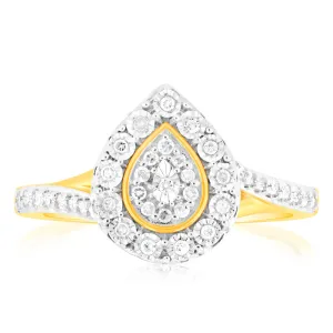 9ct Yellow Gold Pear Shape Diamond Ring 1/6 Carat Shiels