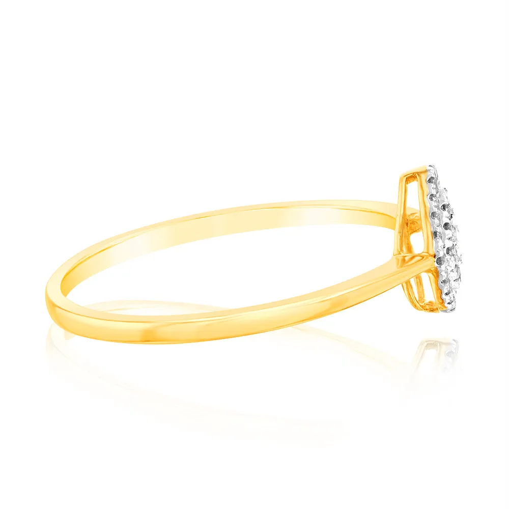 9ct Yellow Gold Pear Shaped Ring in 1/10 Carat Natural Diamond Shiels