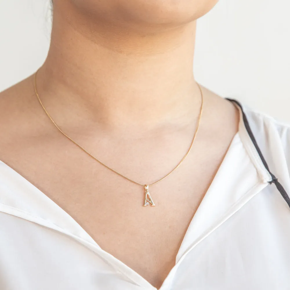 9ct Yellow Gold Pendant Initial A set with diamond Shiels