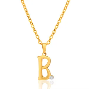 9ct Yellow Gold Pendant Initial B set with Diamond Shiels