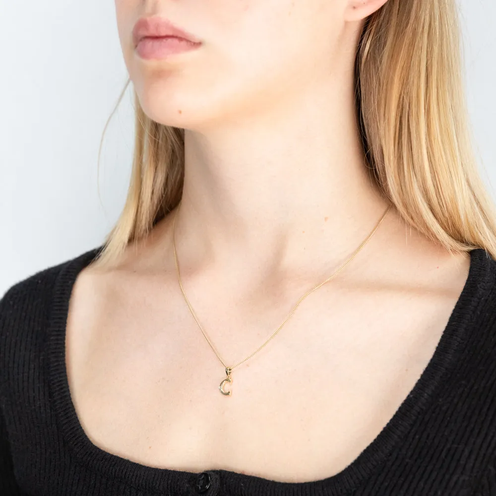 9ct Yellow Gold Pendant Initial C set with diamond Shiels