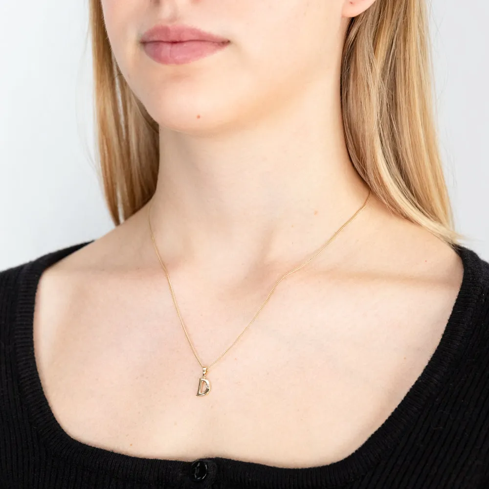 9ct Yellow Gold Pendant Initial D set with Diamond Shiels