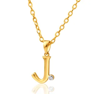 9ct Yellow Gold Pendant Initial J set with diamond Shiels
