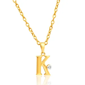 9ct Yellow Gold Pendant Initial K set with Diamond Shiels