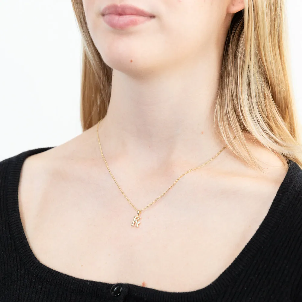 9ct Yellow Gold Pendant Initial K set with Diamond Shiels