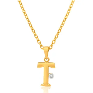 9ct Yellow Gold Pendant Initial T set with diamond Shiels