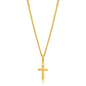 9ct Yellow Gold Plain & Diamond Cut 11mm Cross Pendant Shiels