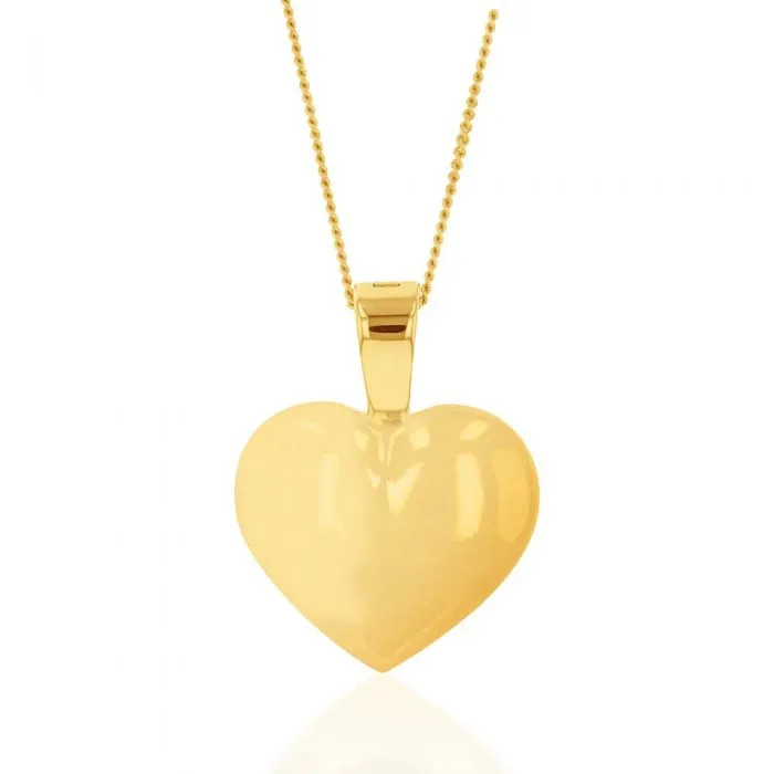 9ct Yellow Gold Plain Heart Pendant Shiels