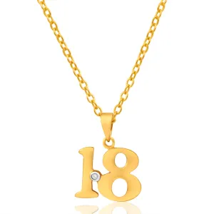 9ct Yellow Gold "18" Pendant  Set with 1 Brilliant Diamond Shiels